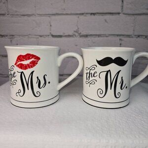MR. AND MRS. MATCHING MUGS BY HOME ESSENTIALS MUSTACHE AND LIPS